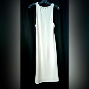 Privacy Please Minimalist White Sleeveless Midi Bodycon Dress, Size XS
